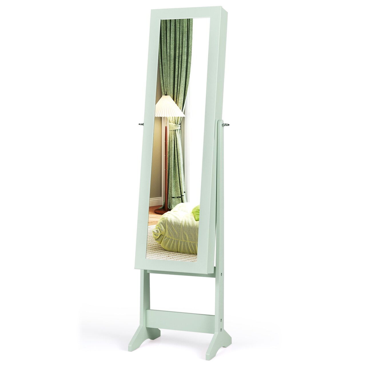 MDF Jewelry Cabinet with Full-Length Tilting Mirror and Storage